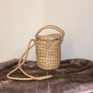 Tan Woven Basket Bag
